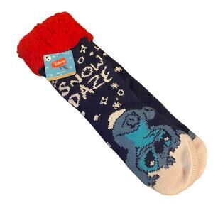 NWT Disney Lilo and Stitch (4-10) Adult Christmas Thick Socks w/ Non-Slip Soles